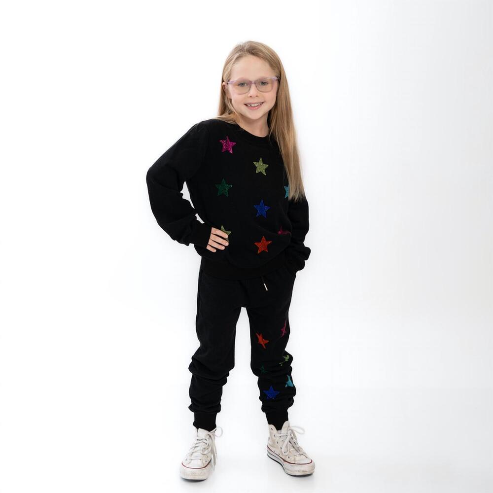 NEW TWEENSTYLE girl's stars set sweatshirt in black multi